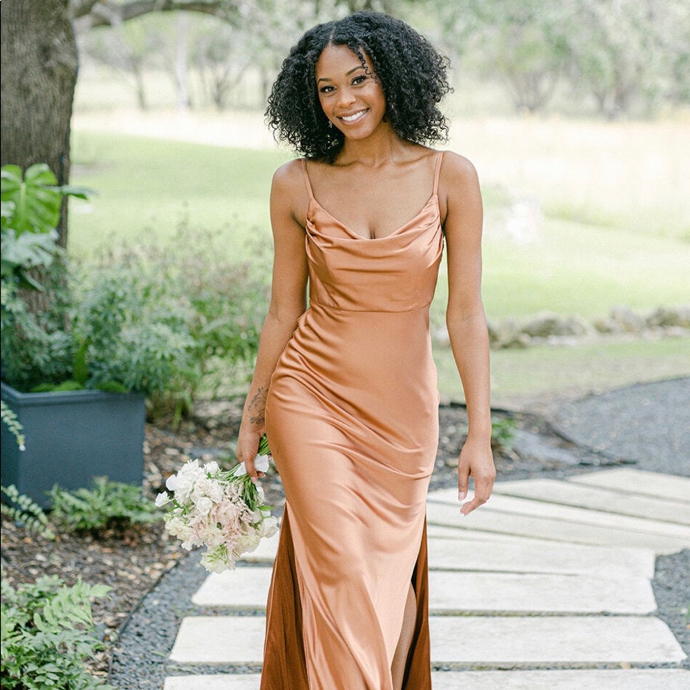 Revelry Skye Satin Maxi in Copper